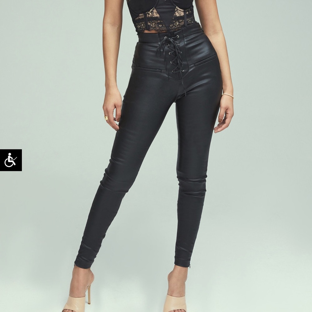 Never worn, black long pants with tie front, perfect condition size XS
